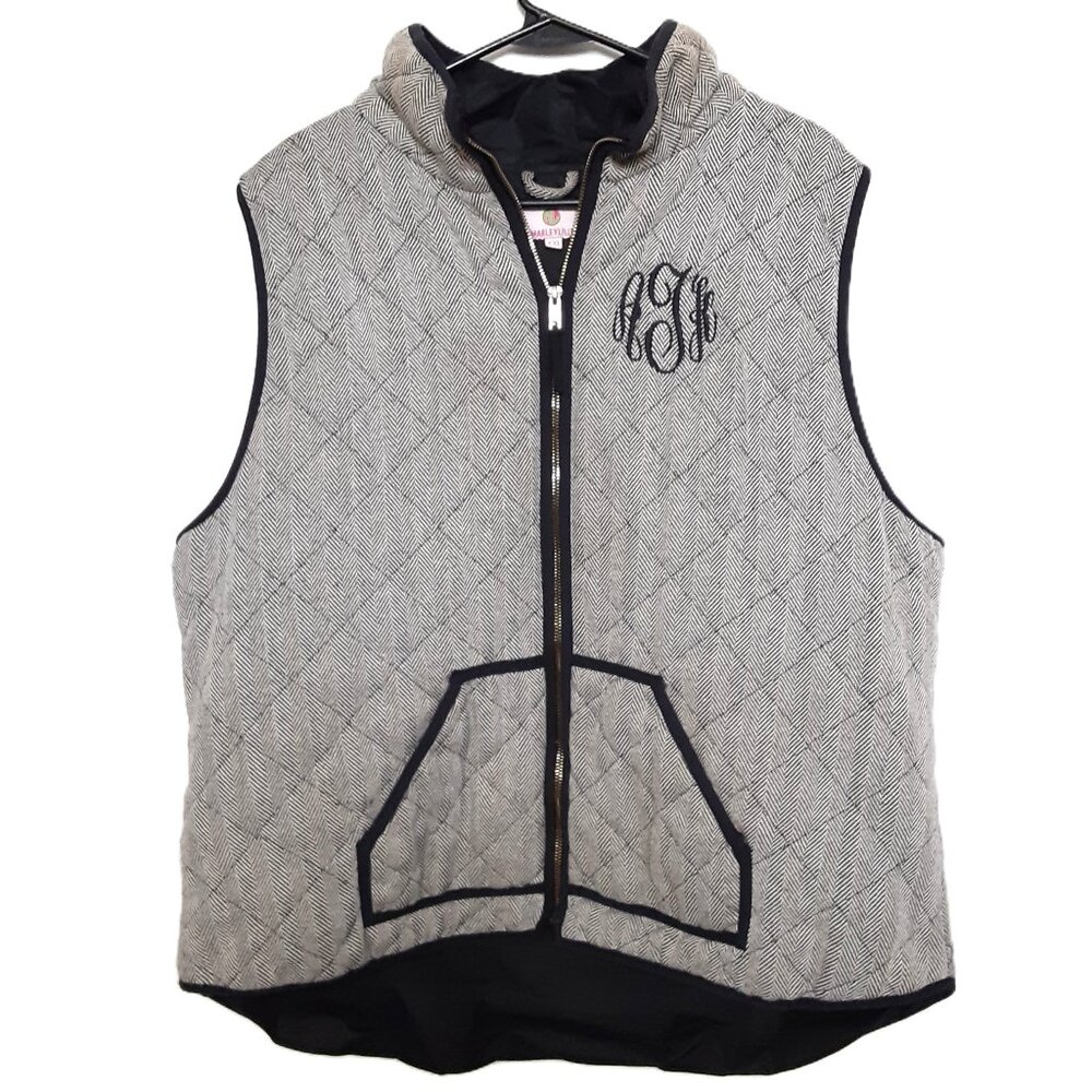 MarleyLillie Vest Sz XXL Pockets Full Zip Front Sleeveless Monogram Quilted